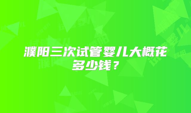 濮阳三次试管婴儿大概花多少钱?