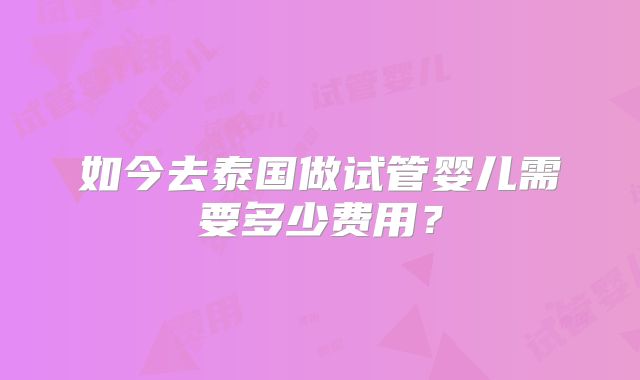 如今去泰国做试管婴儿需要多少费用？