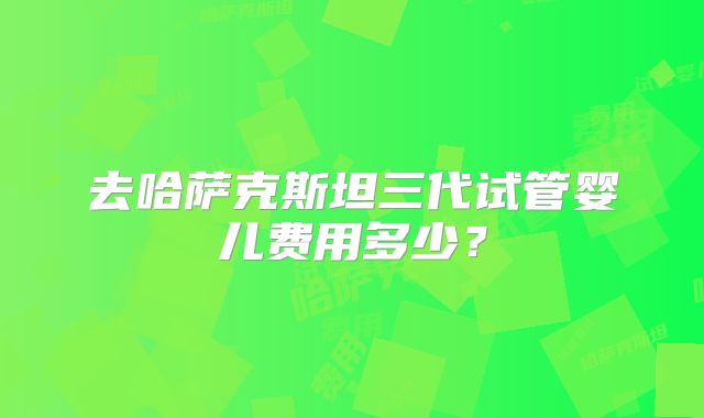 去哈萨克斯坦三代试管婴儿费用多少？