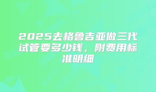 2025去格鲁吉亚做三代试管要多少钱，附费用标准明细