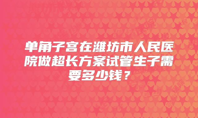 单角子宫在潍坊市人民医院做超长方案试管生子需要多少钱?