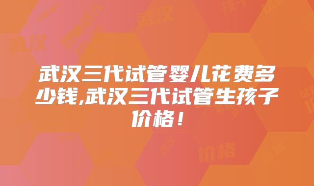 武汉三代试管婴儿花费多少钱,武汉三代试管生孩子价格！