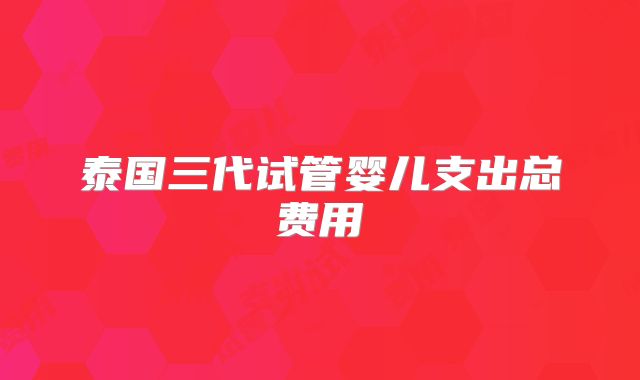 泰国三代试管婴儿支出总费用