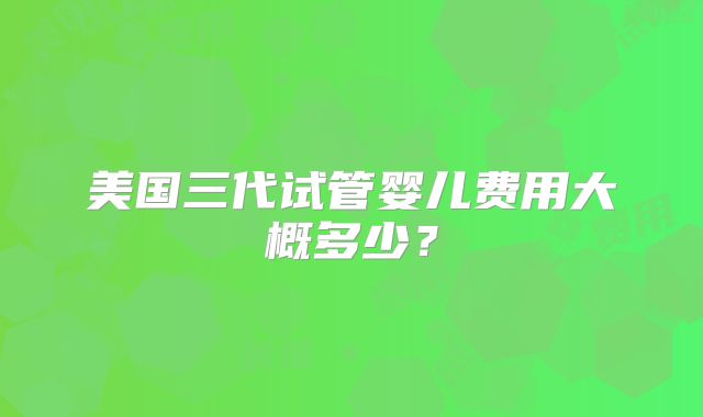 美国三代试管婴儿费用大概多少？