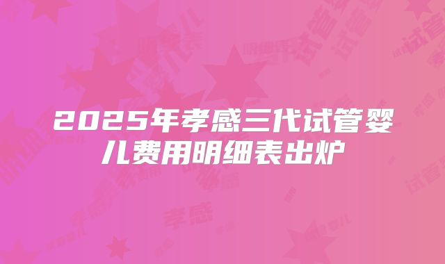 2025年孝感三代试管婴儿费用明细表出炉