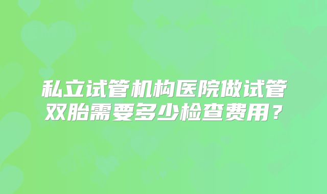 私立试管机构医院做试管双胎需要多少检查费用？