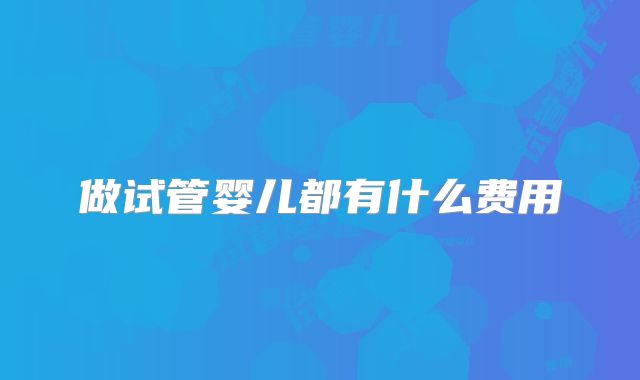 做试管婴儿都有什么费用