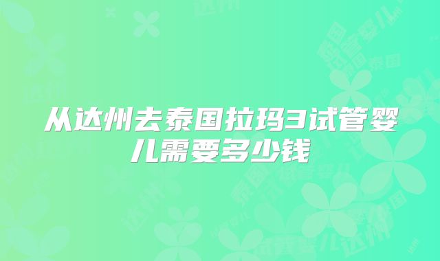 从达州去泰国拉玛3试管婴儿需要多少钱