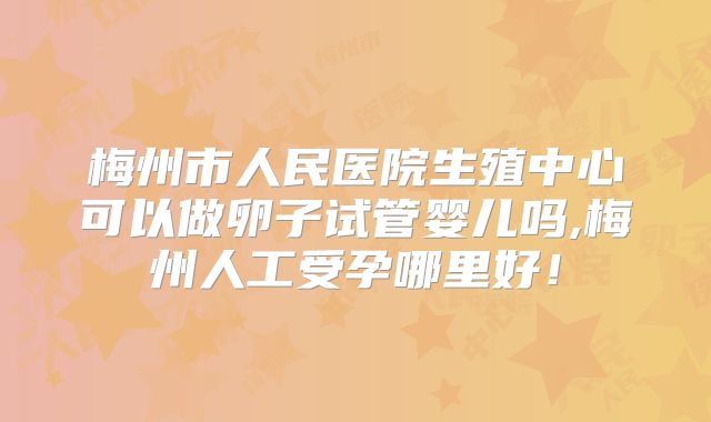 梅州市人民医院生殖中心可以做卵子试管婴儿吗,梅州人工受孕哪里好!