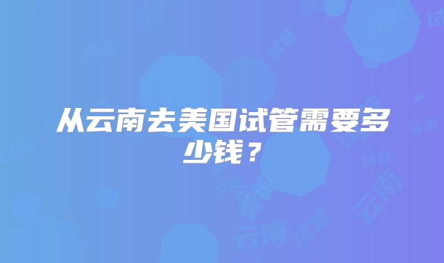从云南去美国试管需要多少钱？