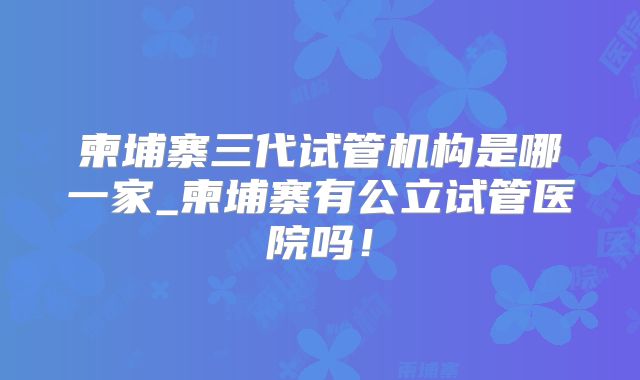 柬埔寨三代试管机构是哪一家_柬埔寨有公立试管医院吗！