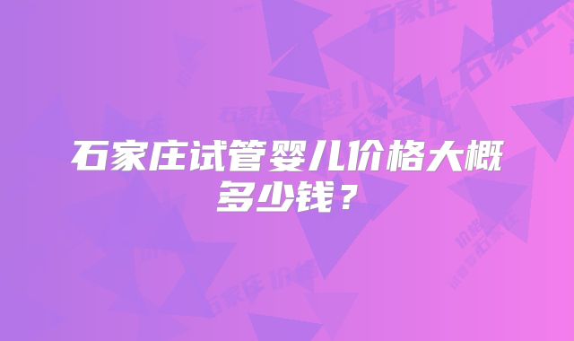 石家庄试管婴儿价格大概多少钱？