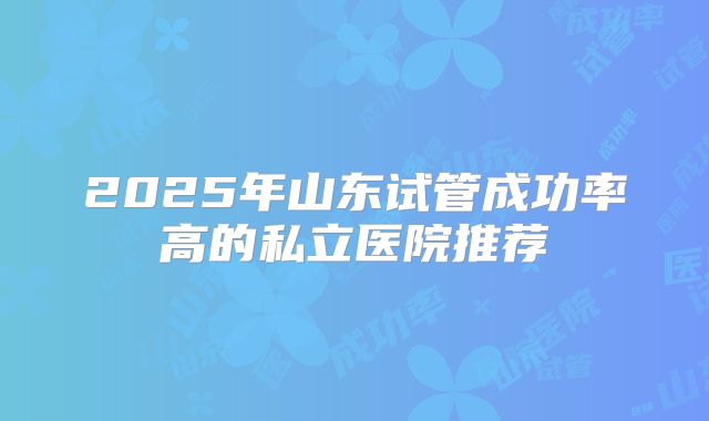 2025年山东试管成功率高的私立医院推荐