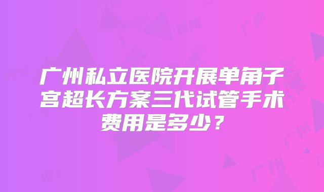 广州私立医院开展单角子宫超长方案三代试管手术费用是多少？