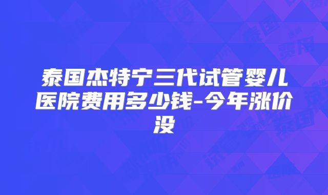 泰国杰特宁三代试管婴儿医院费用多少钱-今年涨价没
