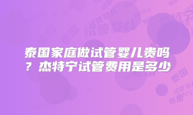 泰国家庭做试管婴儿贵吗？杰特宁试管费用是多少