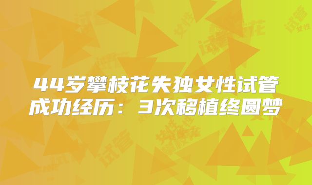 44岁攀枝花失独女性试管成功经历：3次移植终圆梦