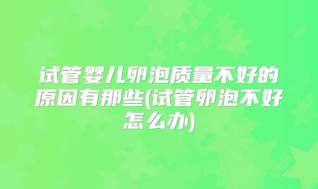 试管婴儿卵泡质量不好的原因有那些(试管卵泡不好怎么办)