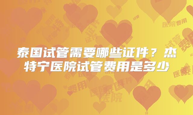 泰国试管需要哪些证件？杰特宁医院试管费用是多少