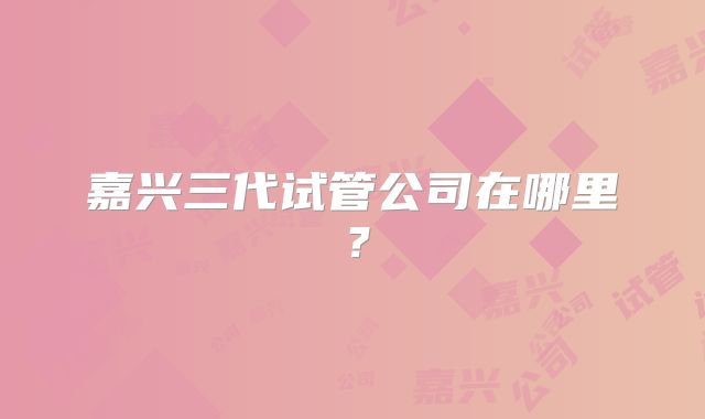 嘉兴三代试管公司在哪里？