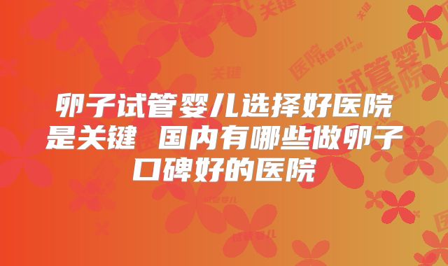 卵子试管婴儿选择好医院是关键 国内有哪些做卵子口碑好的医院