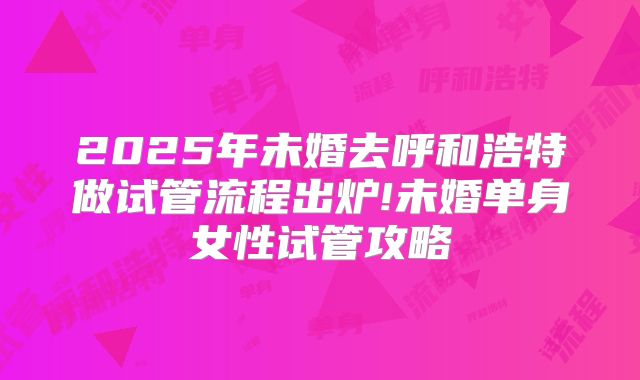 2025年未婚去呼和浩特做试管流程出炉!未婚单身女性试管攻略