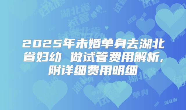 2025年未婚单身去湖北省妇幼 做试管费用解析,附详细费用明细