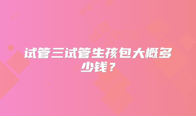 试管三试管生孩包大概多少钱？