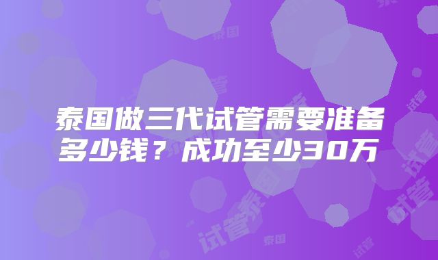 泰国做三代试管需要准备多少钱？成功至少30万