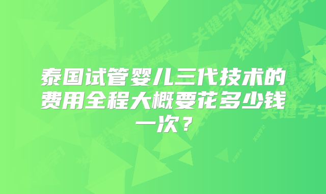 泰国试管婴儿三代技术的费用全程大概要花多少钱一次？
