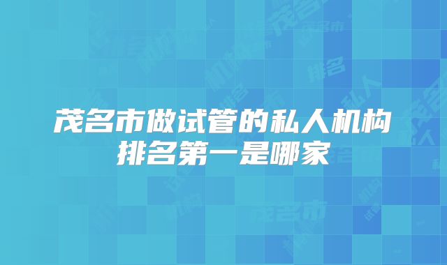 茂名市做试管的私人机构排名第一是哪家