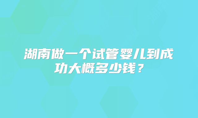 湖南做一个试管婴儿到成功大概多少钱?