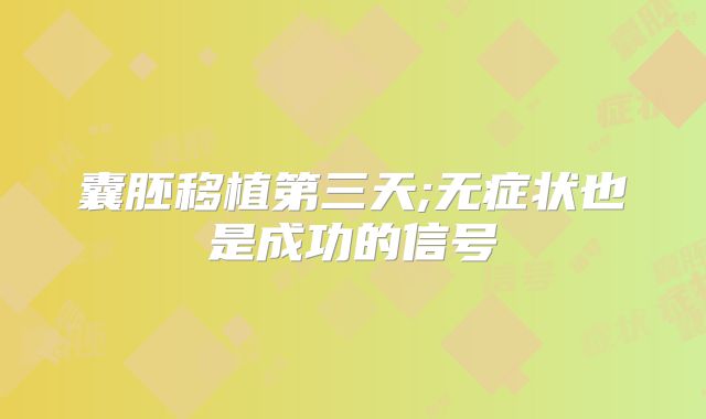 囊胚移植第三天;无症状也是成功的信号