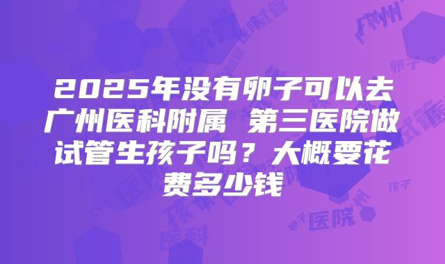 2025年没有卵子可以去广州医科附属 第三医院做试管生孩子吗?大概要花费多少钱
