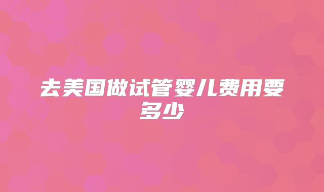 去美国做试管婴儿费用要多少