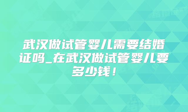 武汉做试管婴儿需要结婚证吗_在武汉做试管婴儿要多少钱！