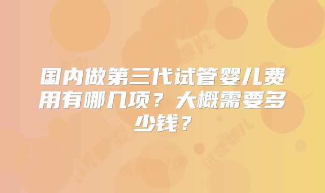 国内做第三代试管婴儿费用有哪几项？大概需要多少钱？