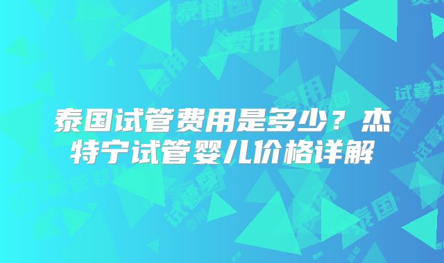 泰国试管费用是多少？杰特宁试管婴儿价格详解