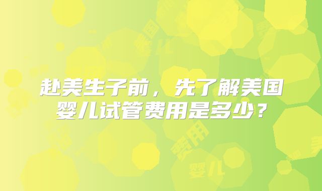 赴美生子前，先了解美国婴儿试管费用是多少？