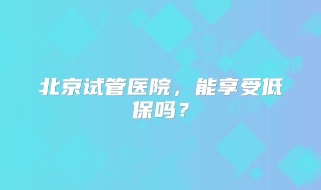 北京试管医院,能享受低保吗?