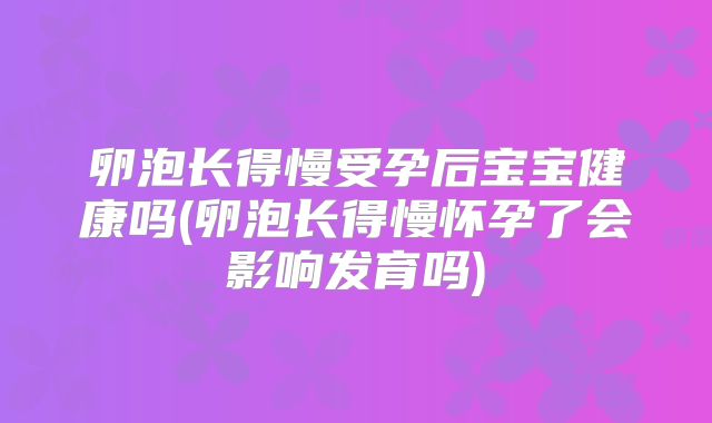 卵泡长得慢受孕后宝宝健康吗(卵泡长得慢怀孕了会影响发育吗)