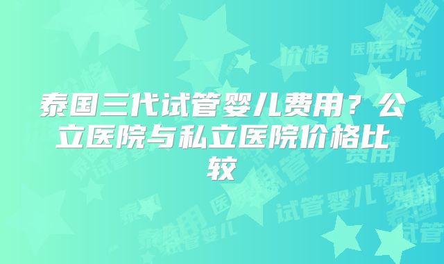 泰国三代试管婴儿费用？公立医院与私立医院价格比较