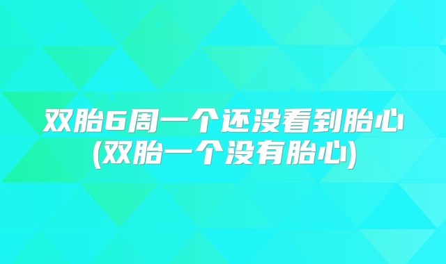 双胎6周一个还没看到胎心(双胎一个没有胎心)