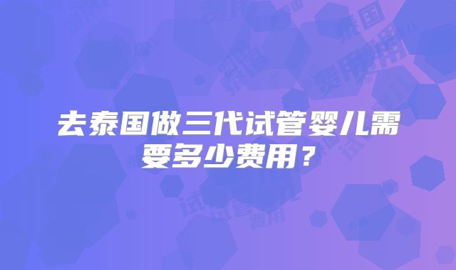 去泰国做三代试管婴儿需要多少费用？