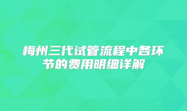 梅州三代试管流程中各环节的费用明细详解