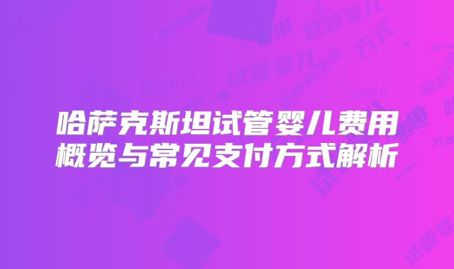 哈萨克斯坦试管婴儿费用概览与常见支付方式解析