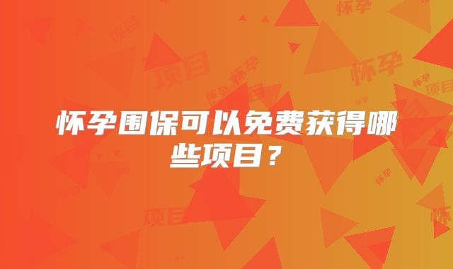 怀孕围保可以免费获得哪些项目?
