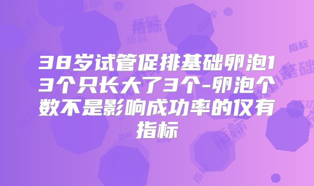 38岁试管促排基础卵泡13个只长大了3个-卵泡个数不是影响成功率的仅有指标