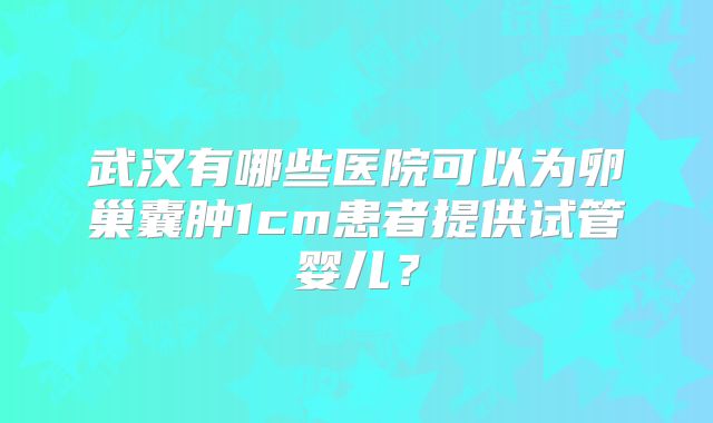 武汉有哪些医院可以为卵巢囊肿1cm患者提供试管婴儿？