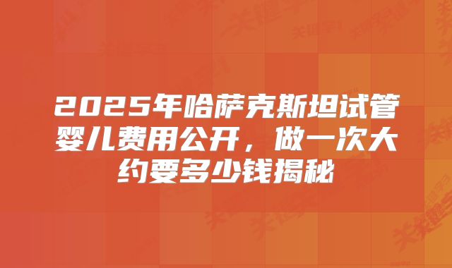 2025年哈萨克斯坦试管婴儿费用公开，做一次大约要多少钱揭秘